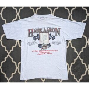 Vintage Hank Aaron Shirt Mens Large 20th Anniversary 1994 MLB 715 Home Runs
